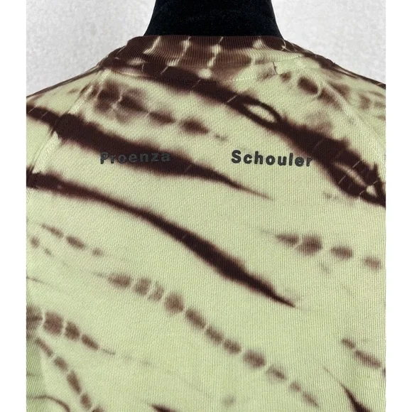 PROENZA SCHOULER • Mint/Brown White Label Modified Raglan Tie Dye Sweatshirt, XS - Picture 10 of 16